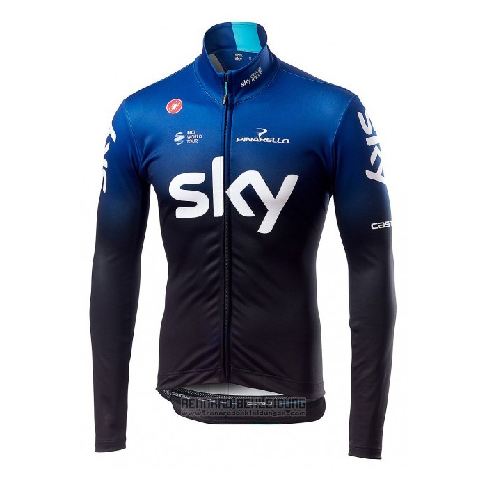 2019 Fahrradbekleidung Sky Blau Shwarz Trikot Langarm und Tragerhose - zum Schließen ins Bild klicken